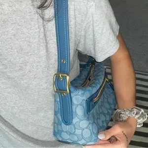 バッグ Coach Signature Demi Leather Pouch Blue Coach | Bags | Demi Bag In Signature Jacquard | Poshmark
